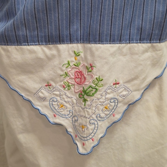 Colorful Patchwork Button-Up Shirt Blue White Pink Handkerchief Grandma Cottage - Picture 5 of 15